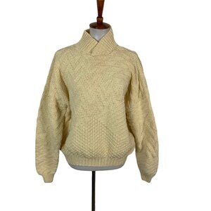 Renso‎ Fabiani Sweater Large Cream Chunky Knit High Neck Cozy Winter